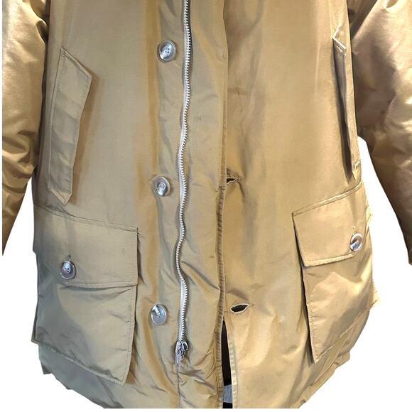 Woolrich Arctic Goose Down Filled Parka Coyote Fur Tan Men's Size L-Excellent - Picture 11 of 13